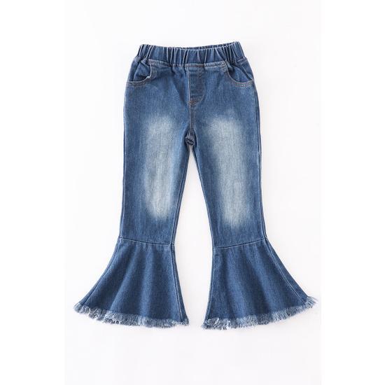 DARK BLUE STONE WASH BELL BOTTOM JEANS