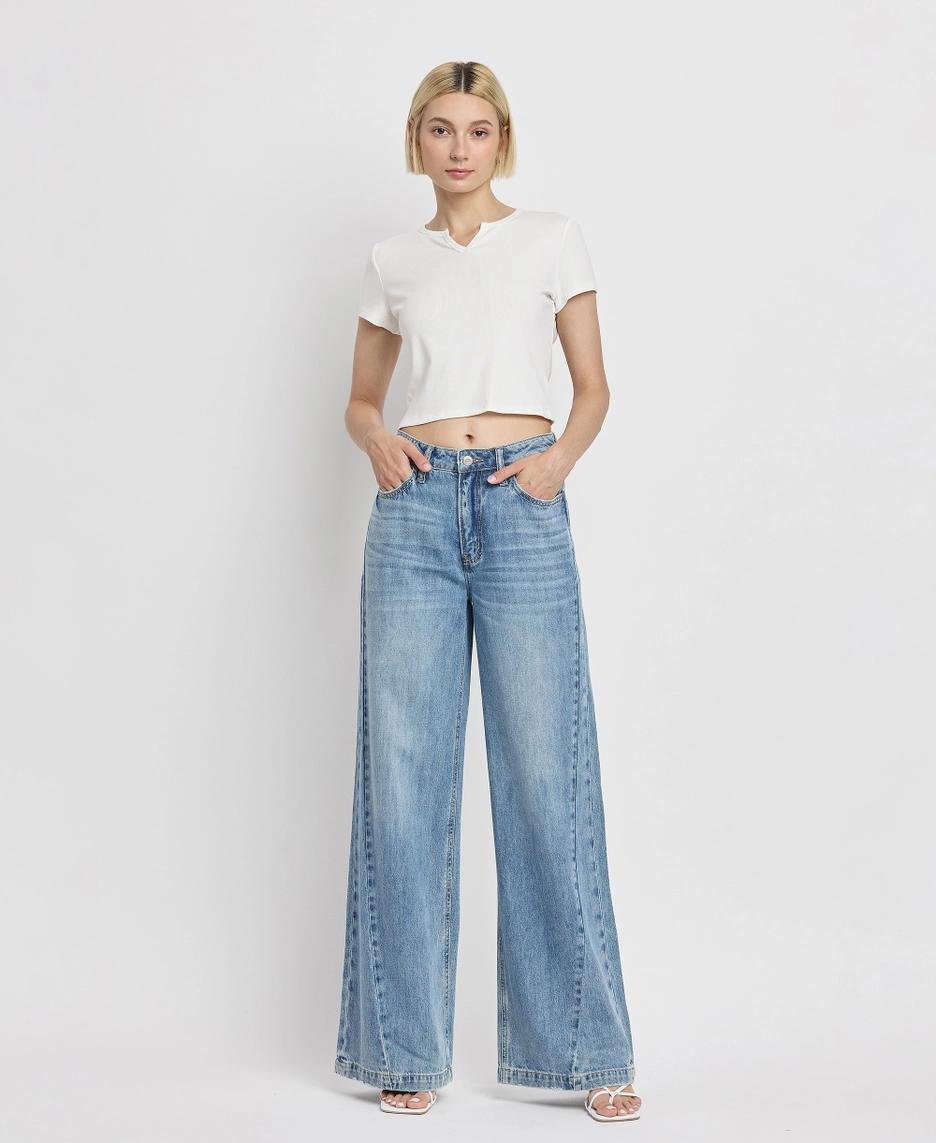 High Rise Seam Detail Wide Leg Jeans | Fulfillment