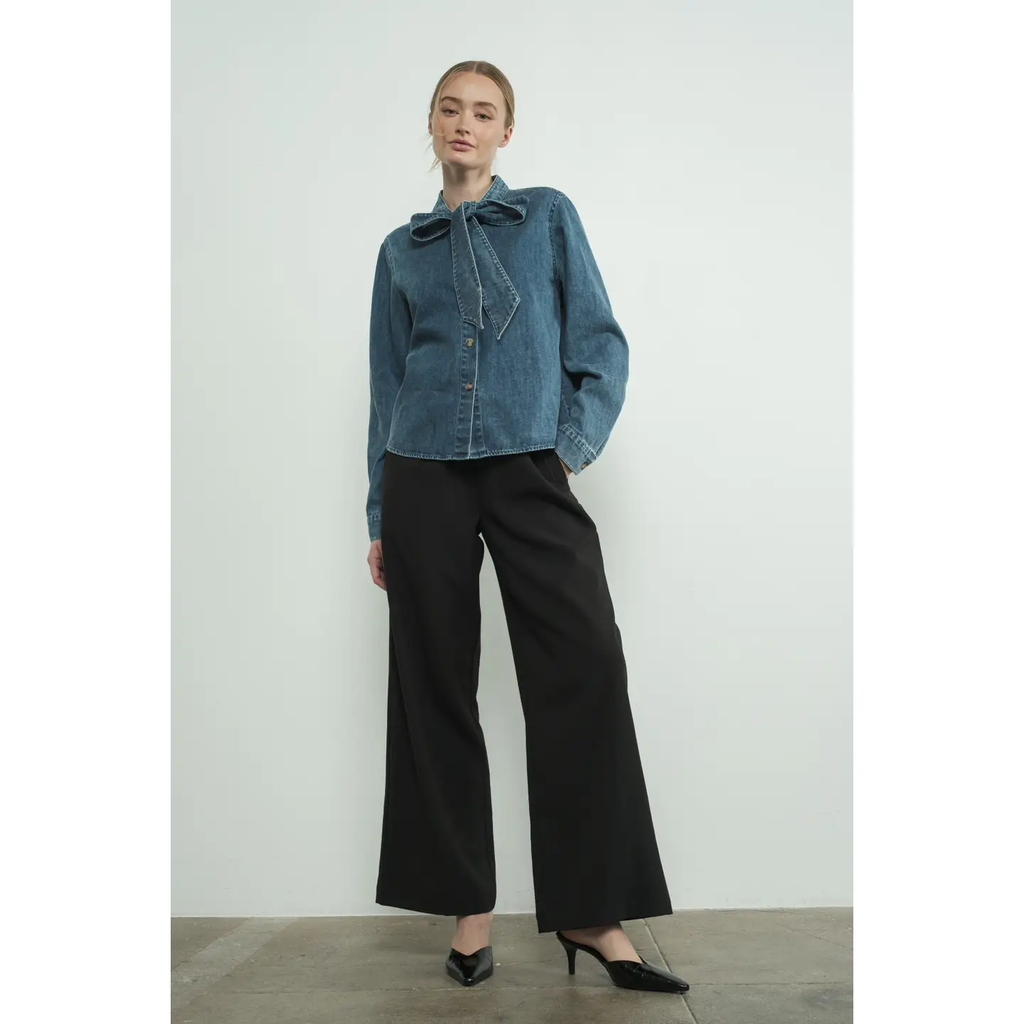 Denim Bow Tie Shirt