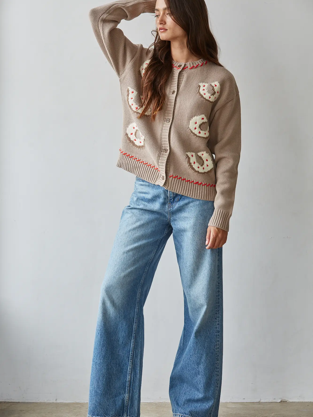 Knit Sweater Cotton Acrylic Buttondown Cardigan