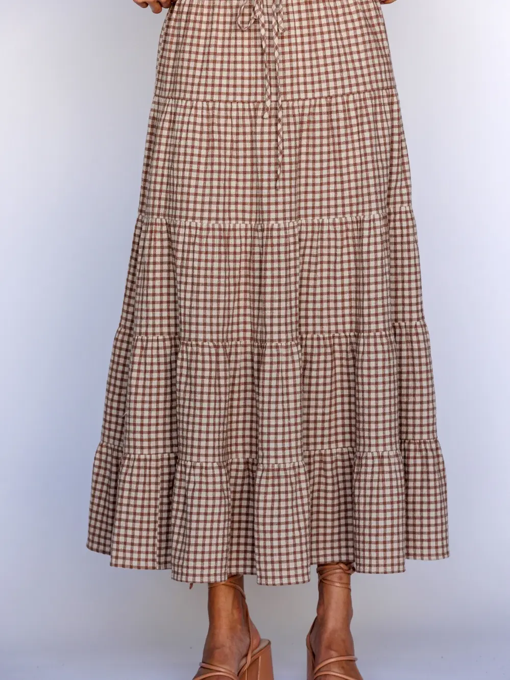 GINGHAM Maxi Tiered Skirt