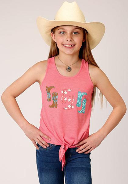 Girl's Pink Racerback Tank With Front Tie 03-009-0514-2042