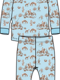 Softsnooze™ Kids Modal Blend Blue Western Trail Toile Long Sleeve Pajama Set