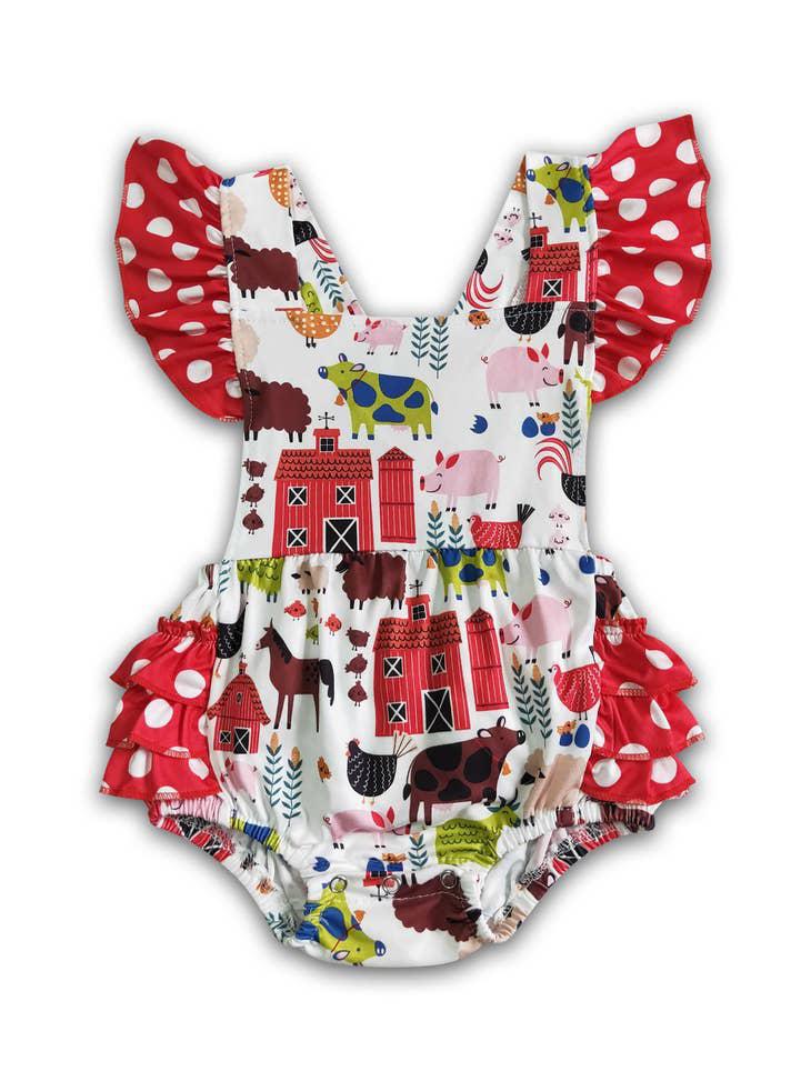 FLUTTER SLEEVE FARM GIRL ROMPER