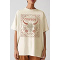 Cowboy Cow Skull Oversized Graphic Tee - Mineral Taupe