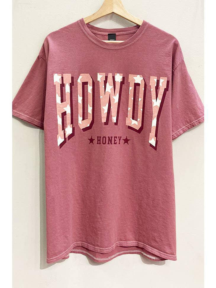 HOWDY HONEY GRAPHIC T-SHIRT - BERRY (OVERSIZED)