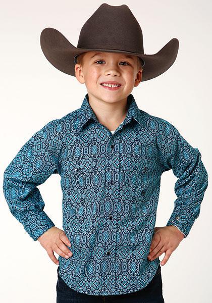BOYS L/S SHIRT   AMARILLO SNAP ALLOVER PRINT  1224 MEDALLION PAISLEY