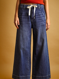 Dark Washed Tied in Front Denim Pants