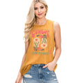COWBOY BOOTS TAKE ME AWAY GRAPHIC TANK TOP - MINERAL MUSTARD