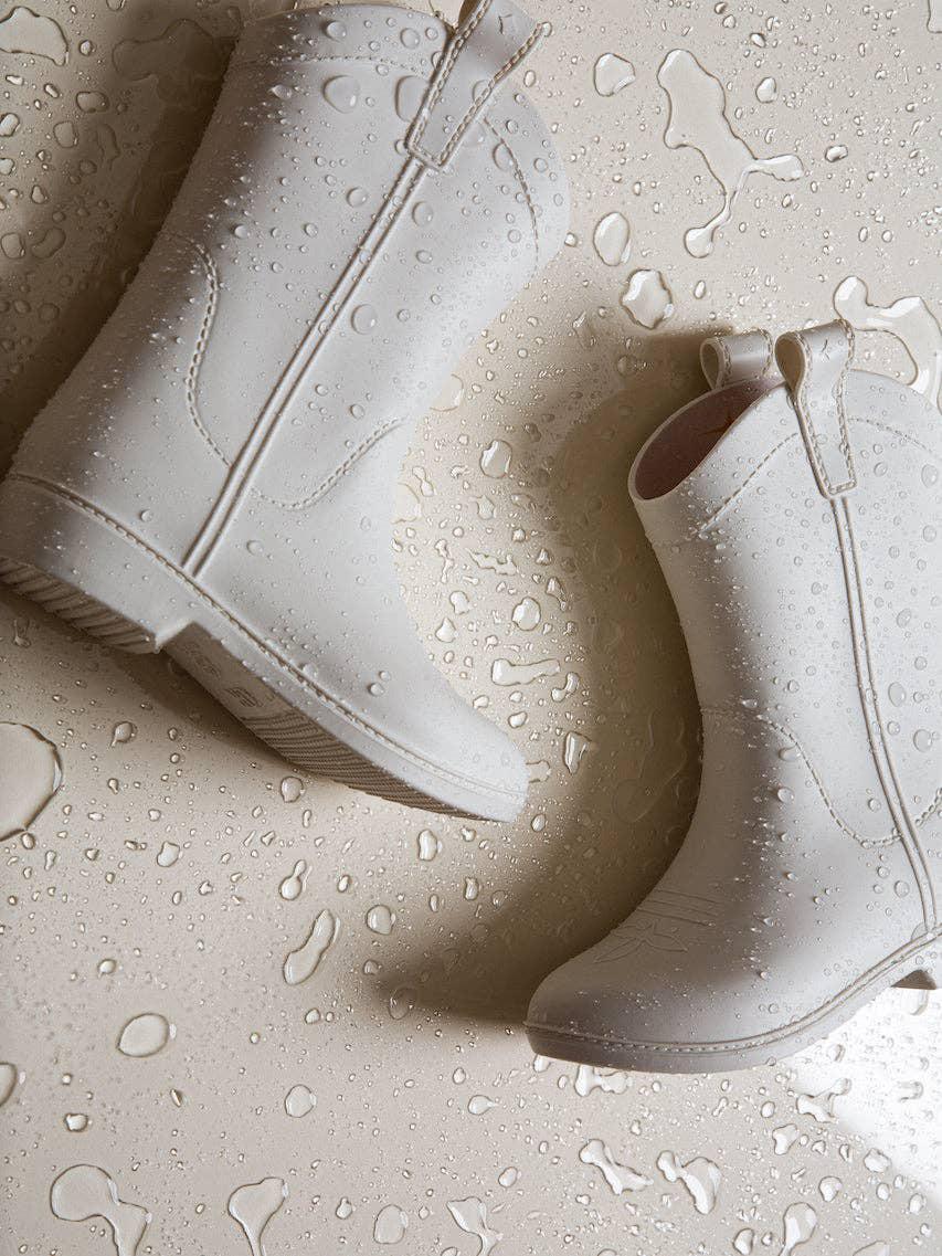 Bone White Kid's All Weather Rubber Cowboy Boots