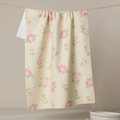 Cross Stitch Floral Yellow Tea Towel