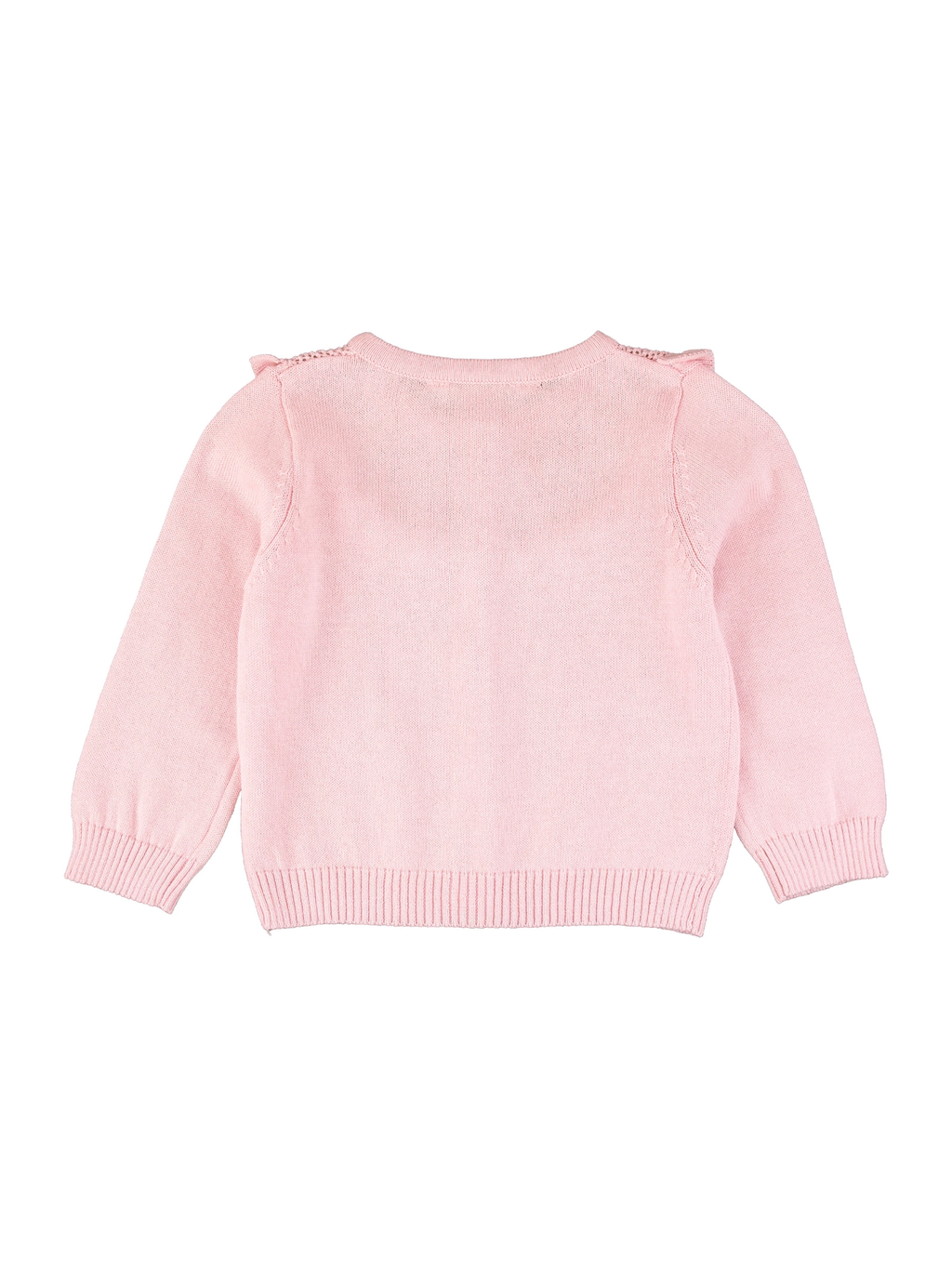 Girls Pink Sweater Knit Ruffle Trim Cardigan - Pink