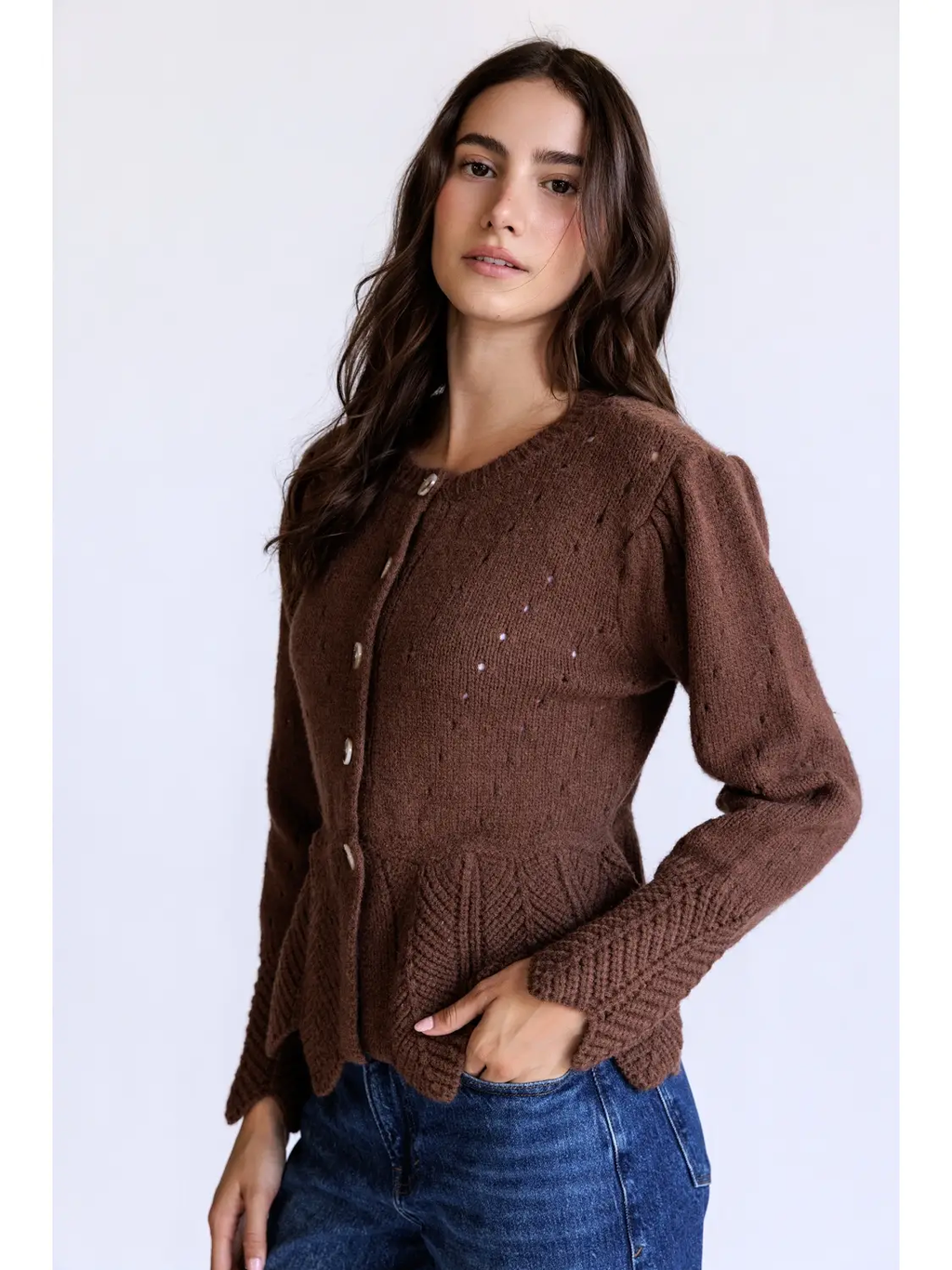 Scallop Trim Knit Cardigan