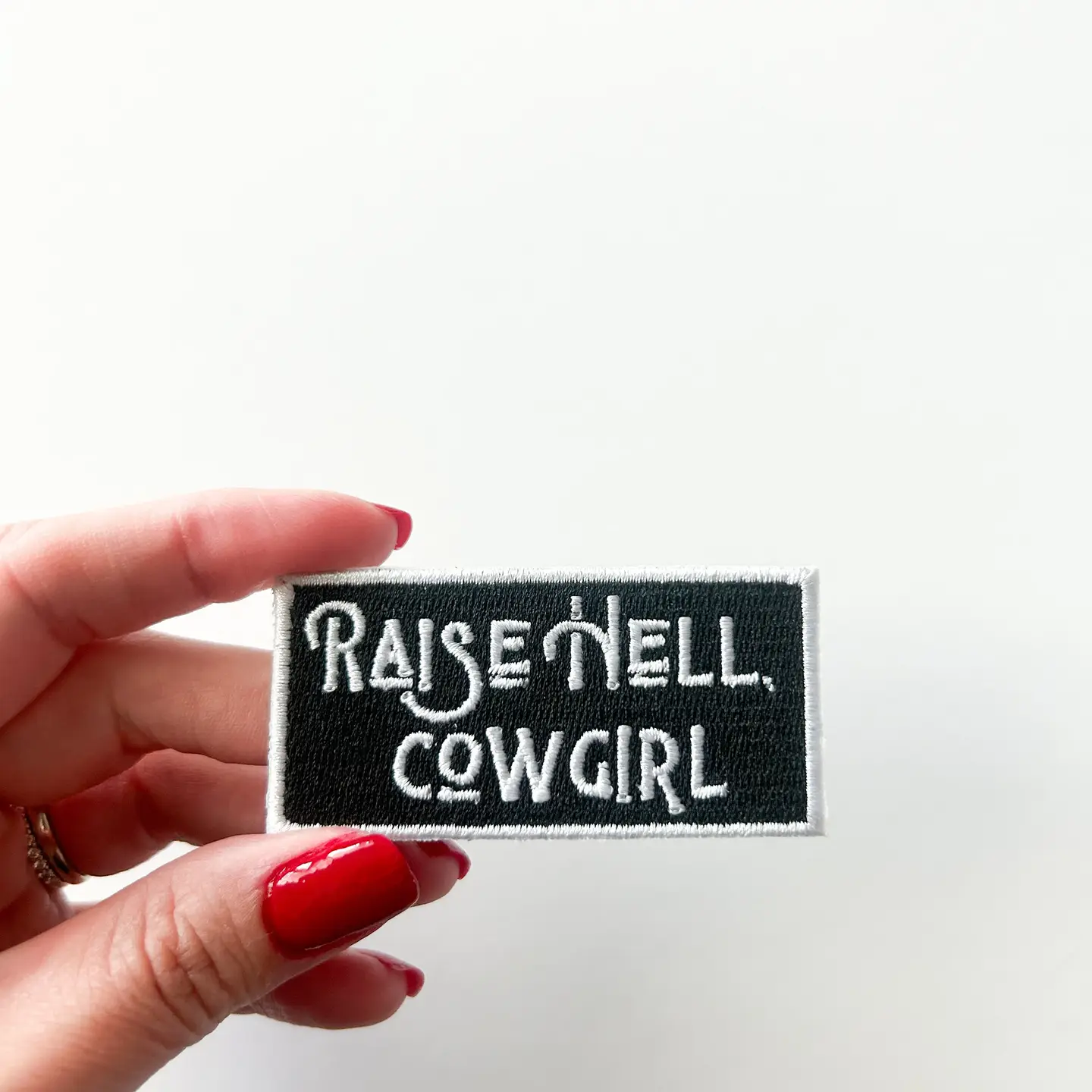 Black Raise Hell Cowgirl Patch Embroidered