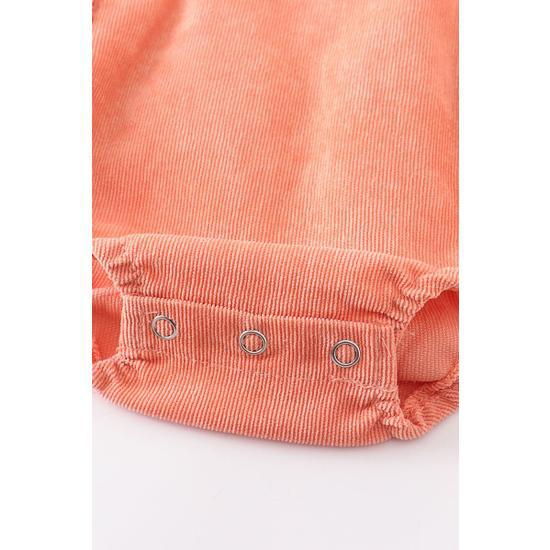 CORAL VELVET RUFFLE BABY ROMPER