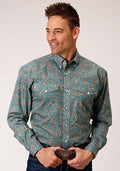 MENS L/S SHIRT   AMARILLO ALLOVER PRINT 2PKTS BUTTON  1132 SADDLE PAISLEY  03-001-0325-4010