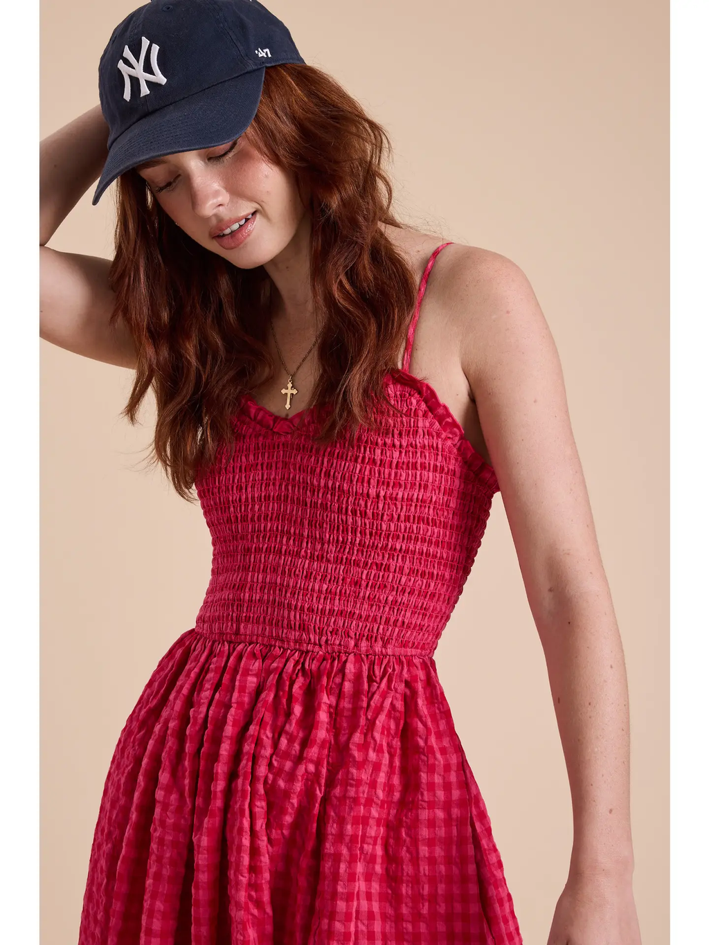 Gingham Print Long Dress