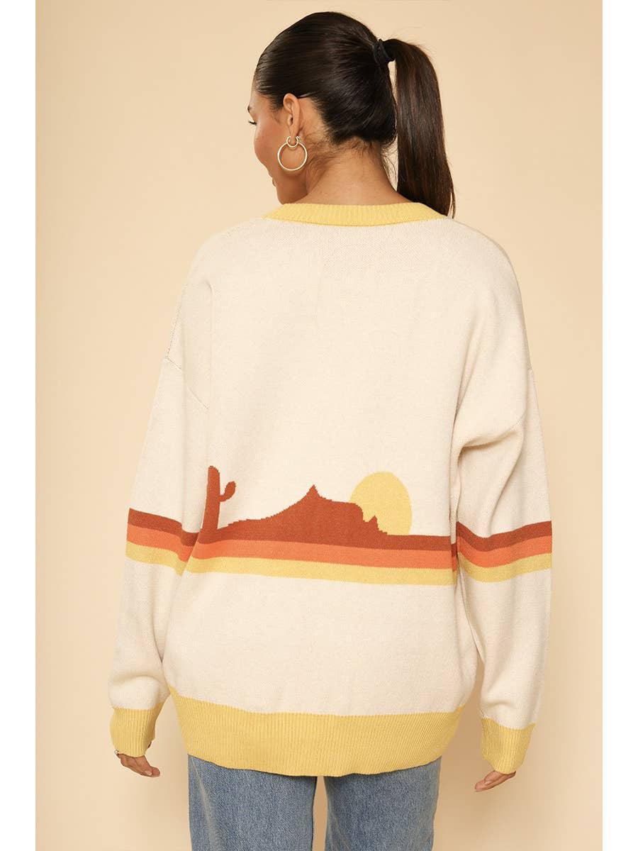 DESERT RETRO STRIPE CARDIGAN - CREAM MULTI