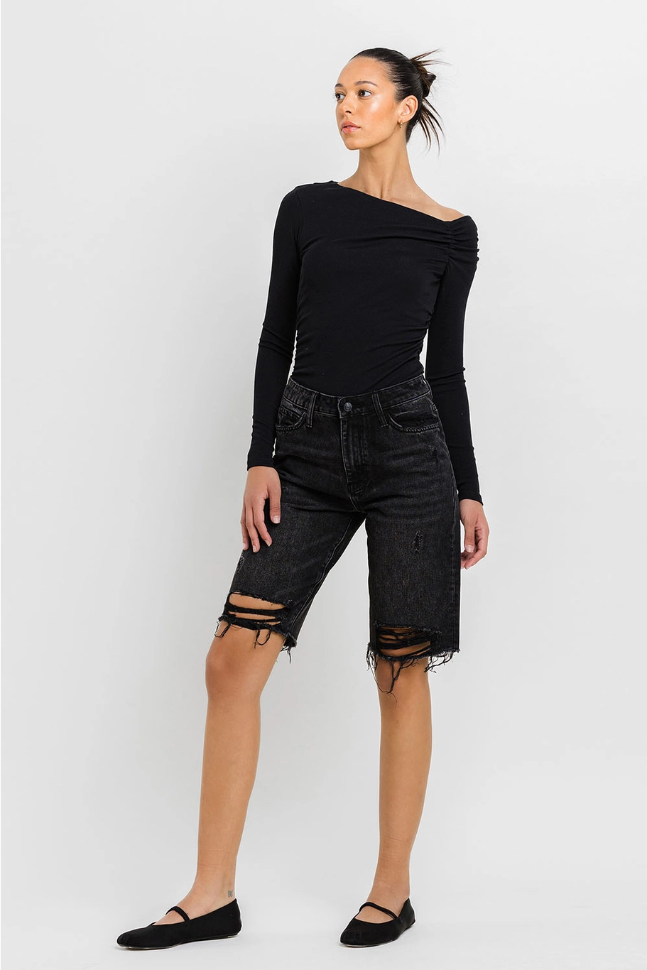 SUPER HIGH RISE BERMUDA RELAXED SHORTS | TAMMIE