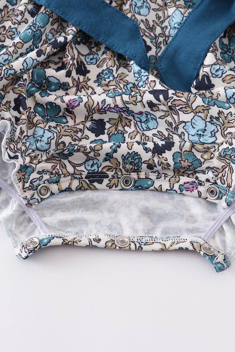 BABY GIRL BLUE FLORAL PRINT ROMPER
