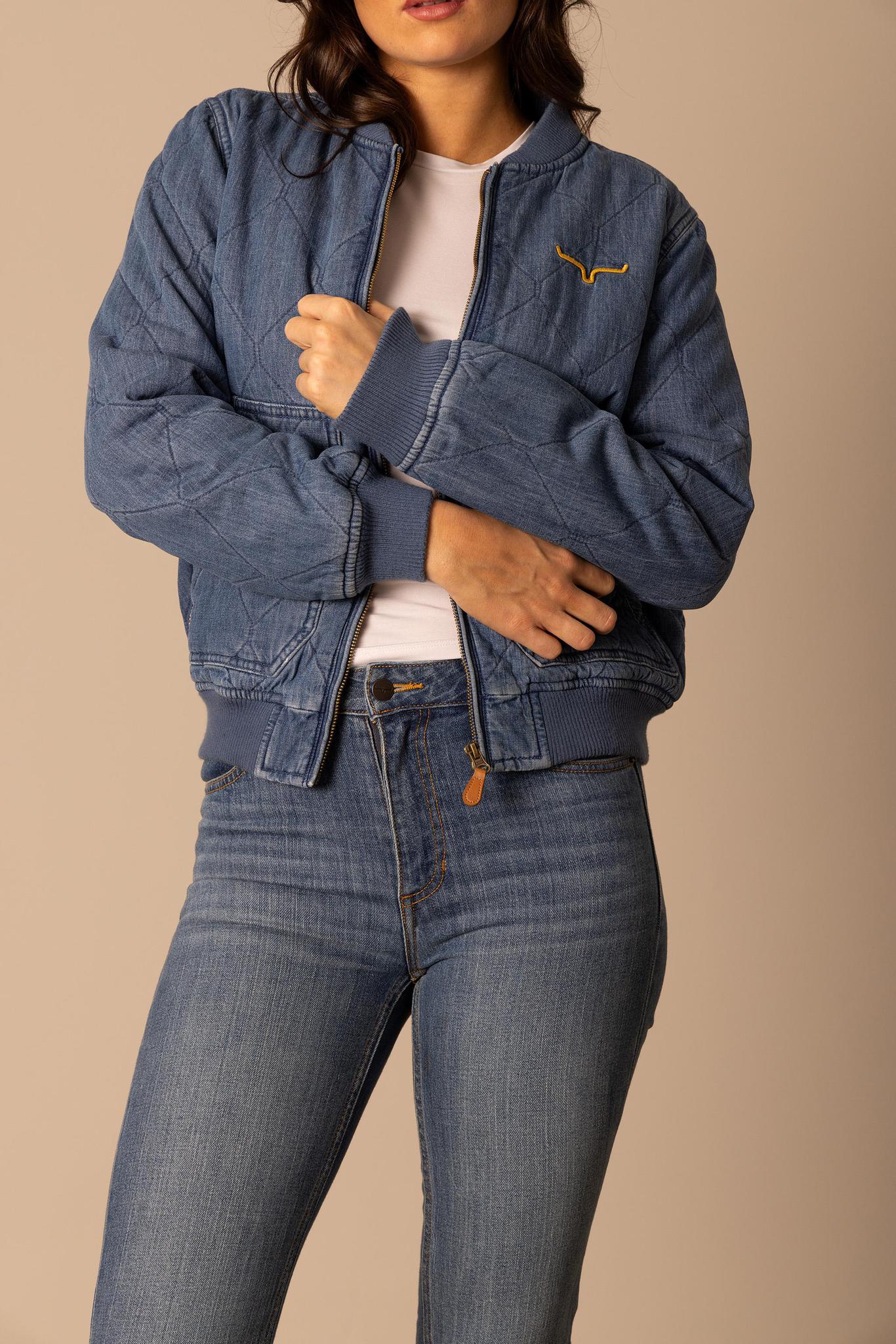 Kimes Women's Marinos Bomber - Light Wash Indigo