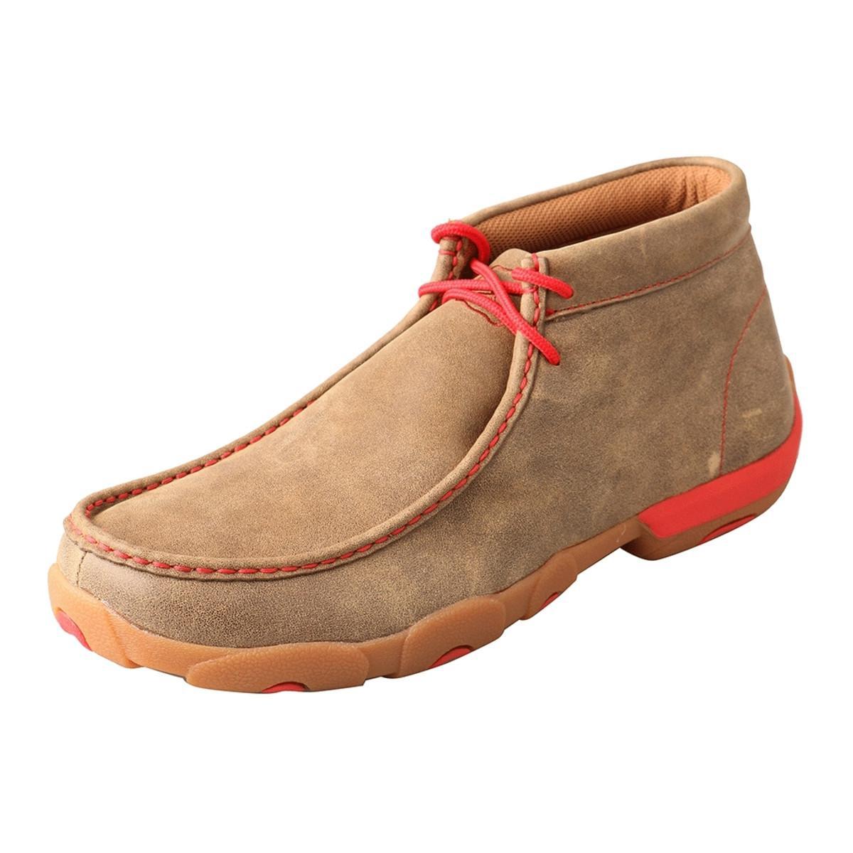 MENS CHUKKA DRIVING MOCCASINS - BOMBER/RED MDM0036