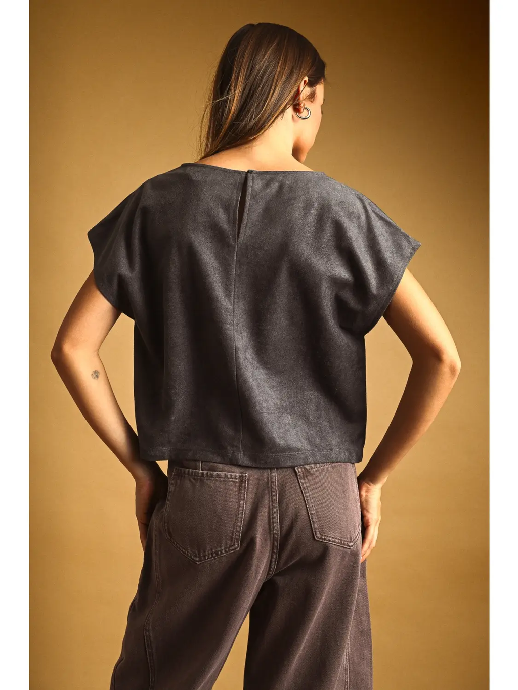 Suede Crop Top- Red Bean