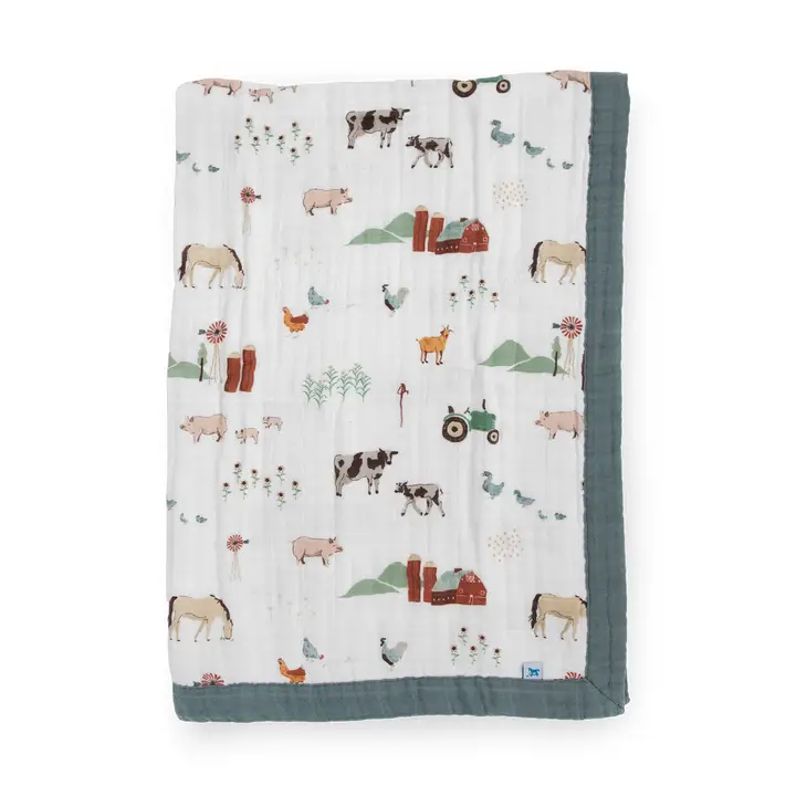 Cotton Muslin Baby Quilt - Farmyard