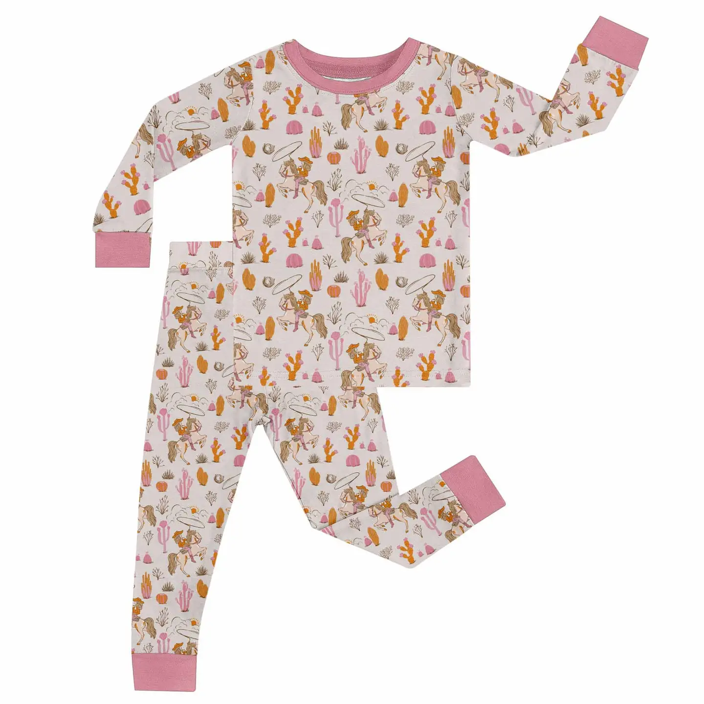 Saddle Up, Cowgirl Toile - Long Sleeve/Pants 2 Piece Set