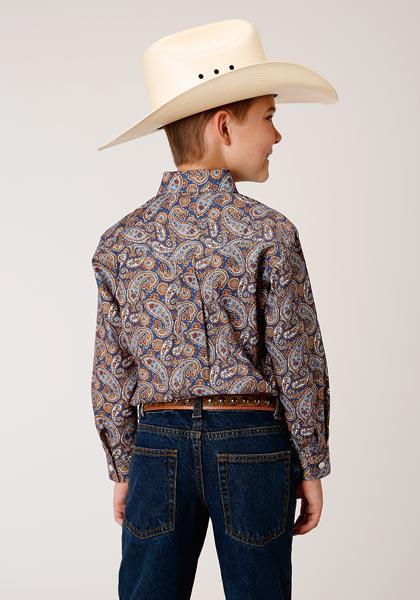 BOYS L/S SHIRT   AMARILLO BTN AC ALLOVER PRINTS  00996 COUNTRY PAISLEY