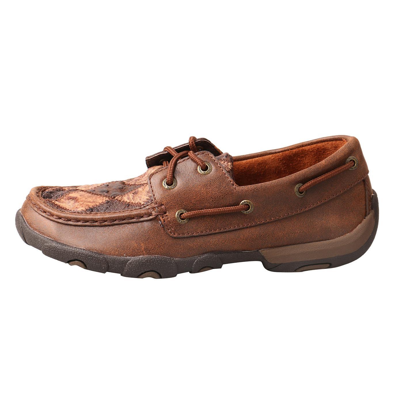 Women's Boat Shoe Driving Moc - Oiled Saddle Ostrich/Bomber Ostrich/Brown - WDM0056