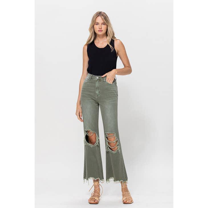 90S VINTAGE CROP FLARE - ARMY GREEN