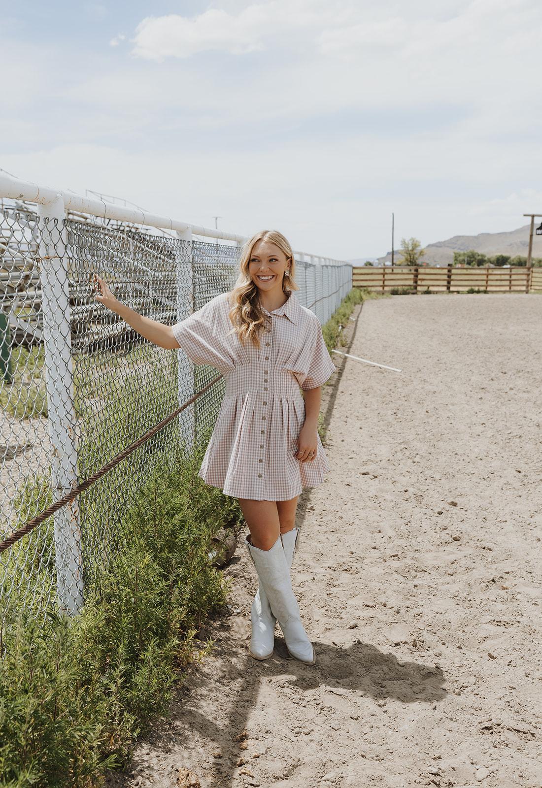 Gingham Patterned Shirt Dress - Strawberry Shake