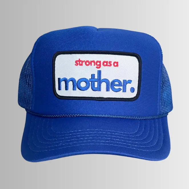 Strong As A Mother® Patch Trucker Hat - Royal Blue