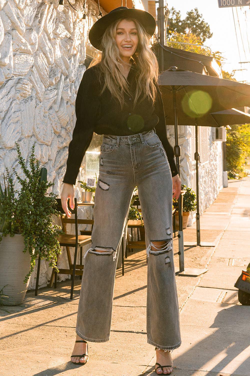 90'S VINTAGE FLARE JEANS | GRANITE