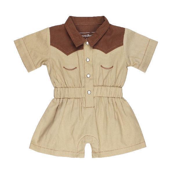 ORGANIC WESTERN ROMPER - OATMEAL