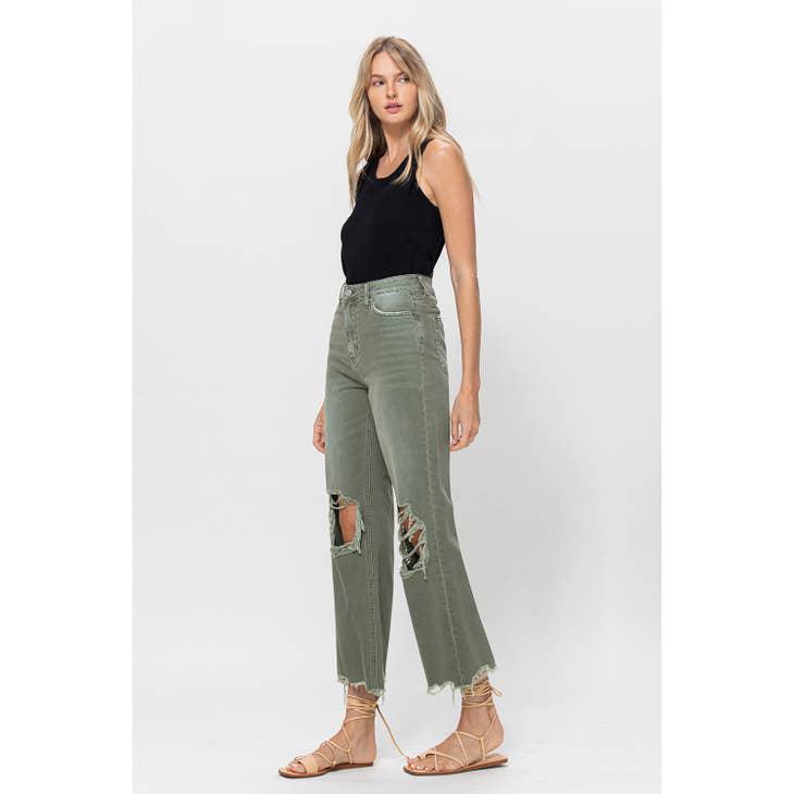 90S VINTAGE CROP FLARE - ARMY GREEN