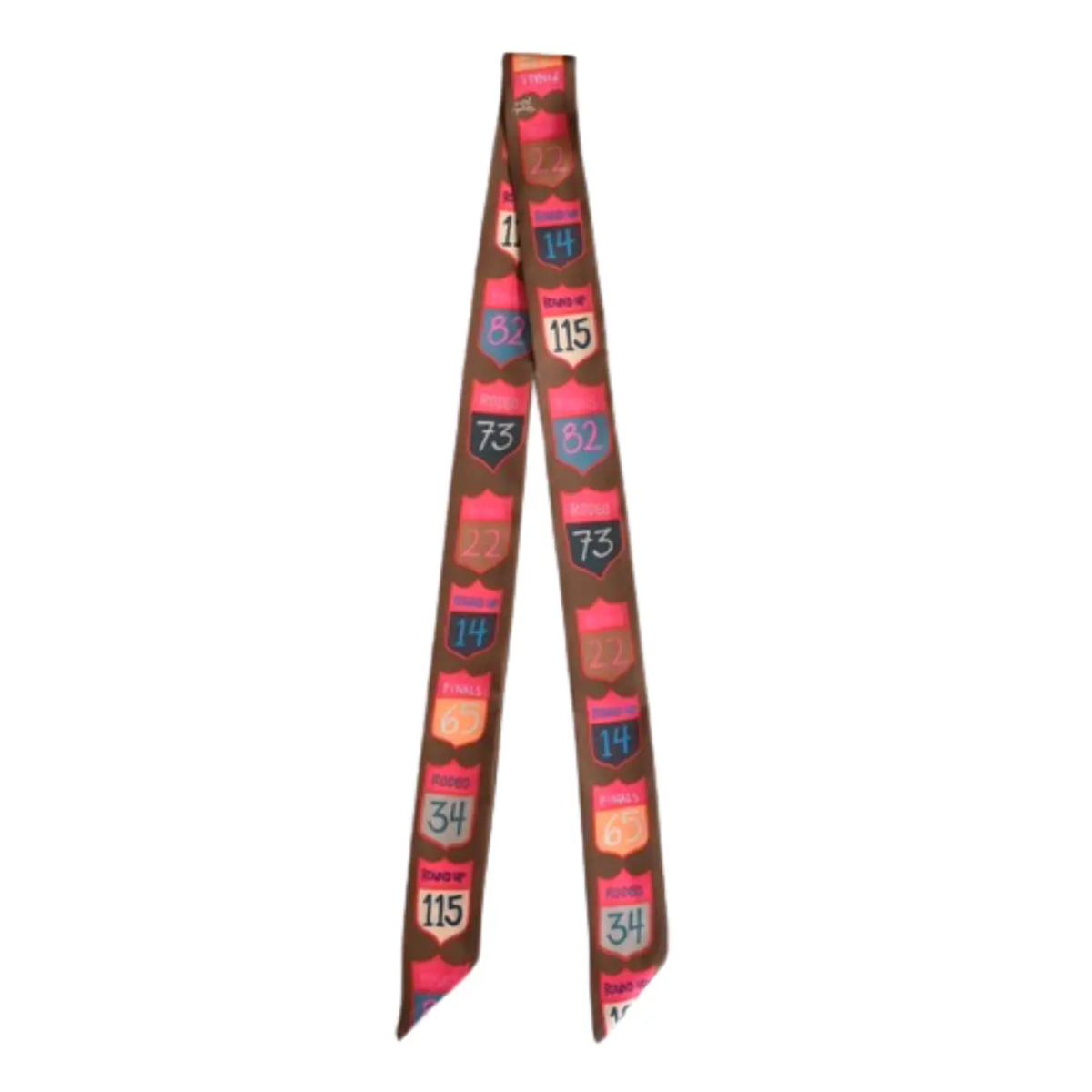 Rodeo Back Numbers Twilly Scarf: Western Rodeo Satin Chiffon Hair & Neck Scarf