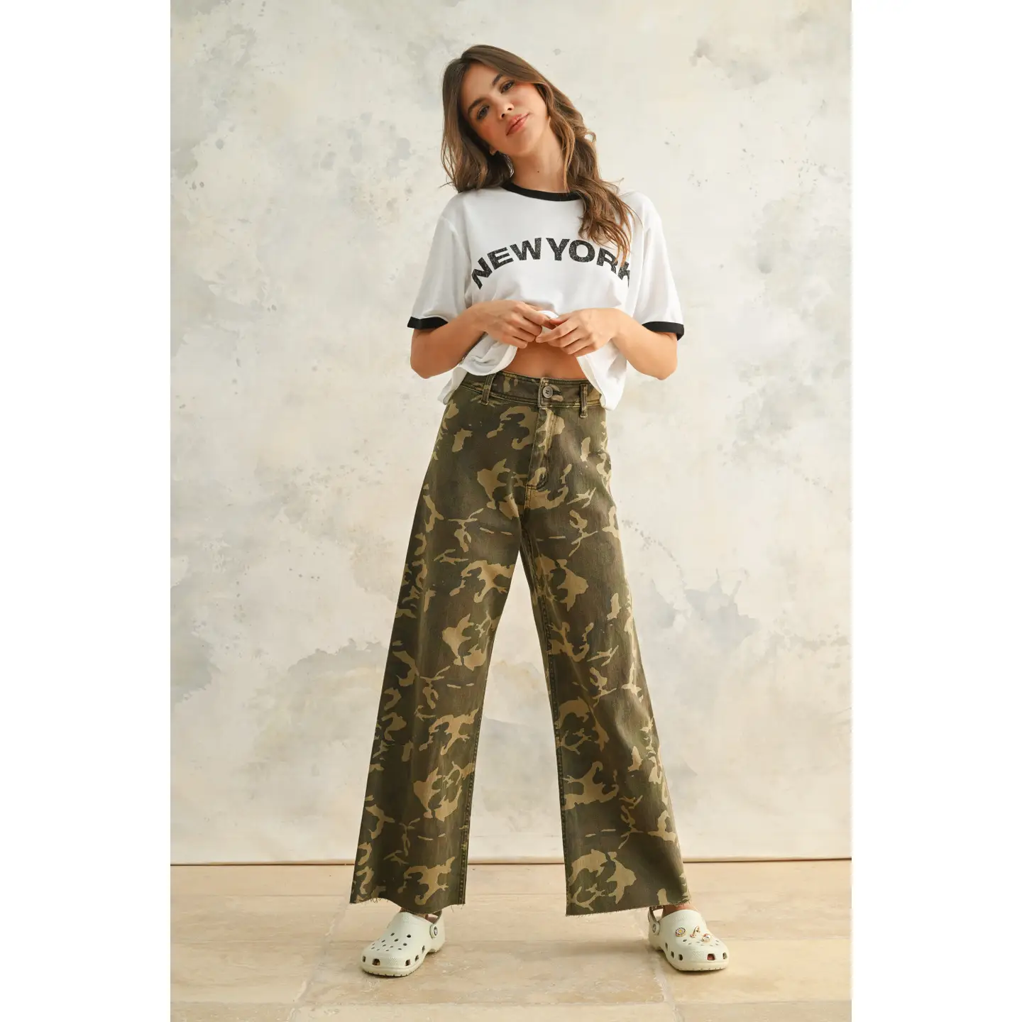 Camouflage Print Stretch Pants