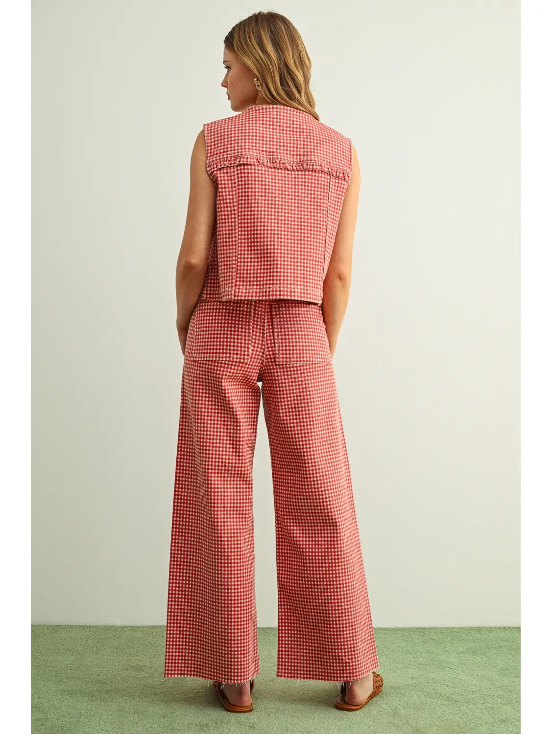 Gingham Printed Stretch Pants