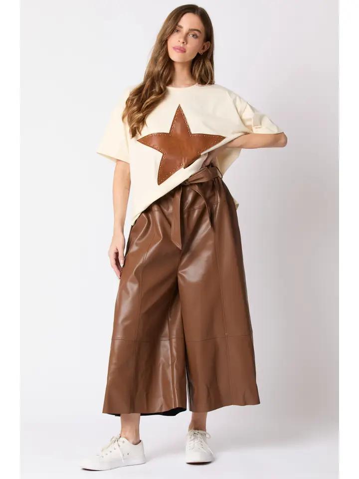 Half Sleeve Top with Washed Star - Cream