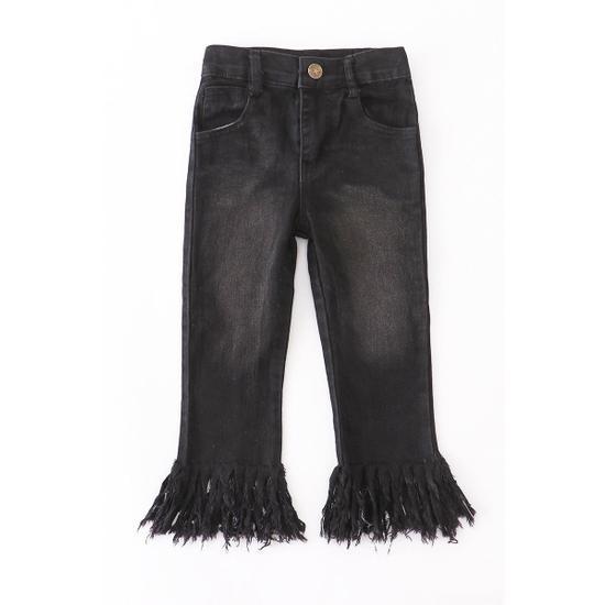 BLACK TASSEL DENIM JEANS