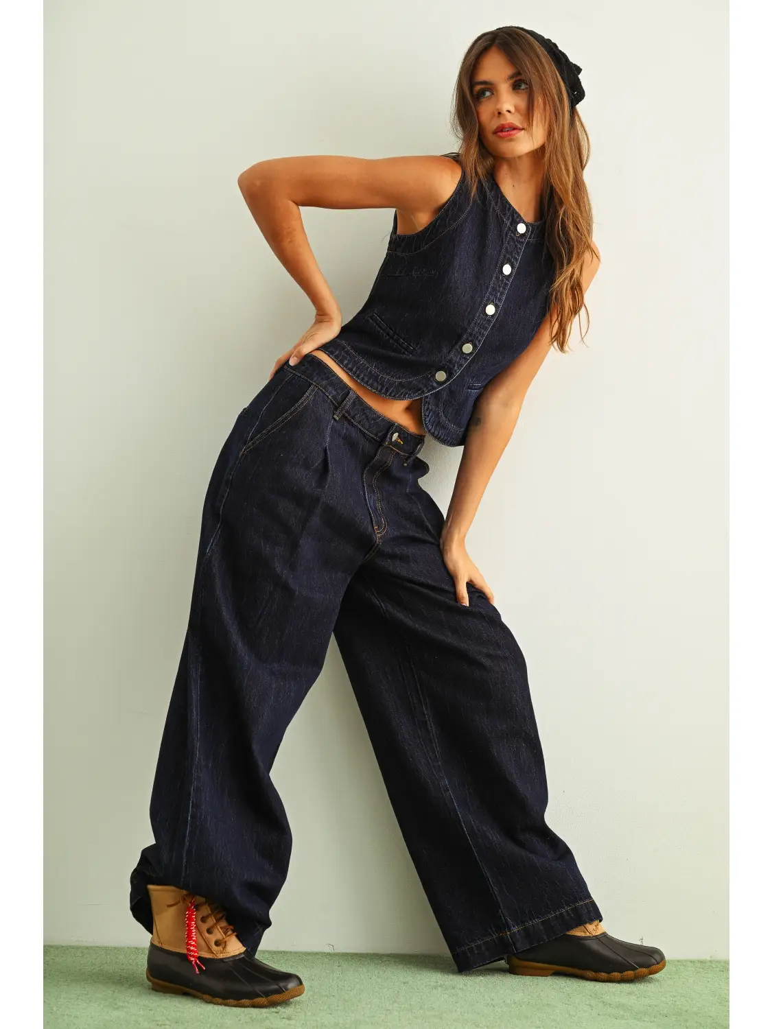 Indigo Wide Leg Denim Pants