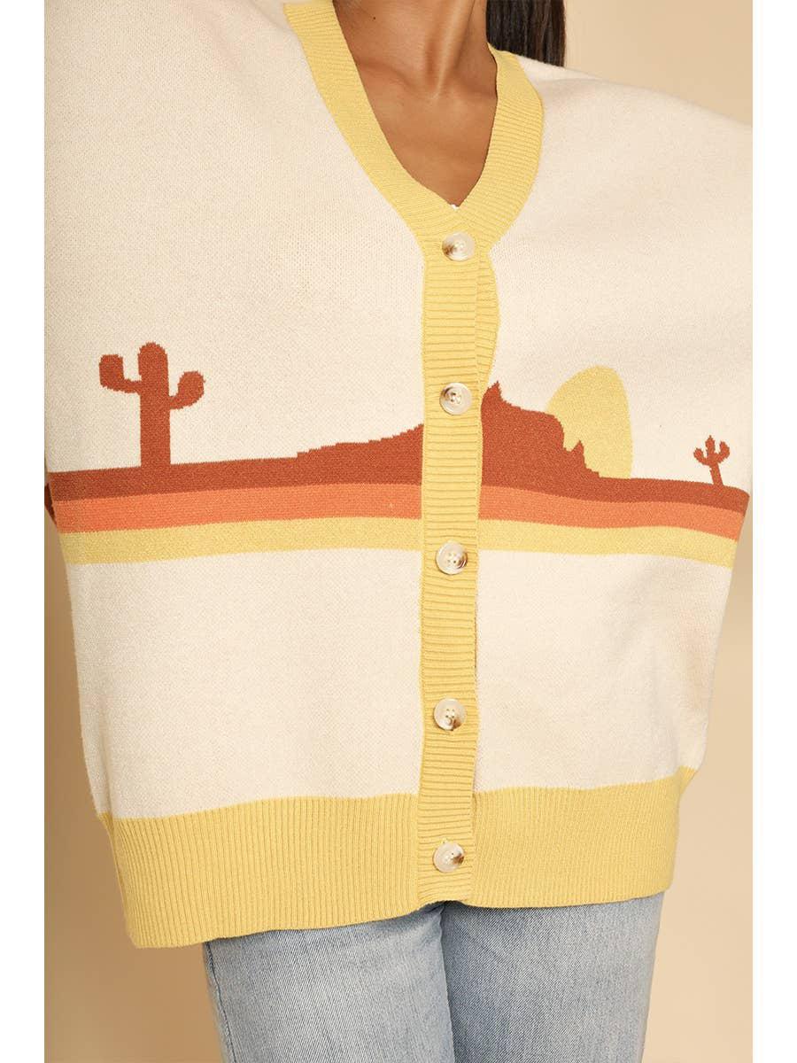 DESERT RETRO STRIPE CARDIGAN - CREAM MULTI