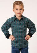 BOYS L/S SHIRT   PERFORMANCE Y/D ALLOVER PRINT -SNAP  1261 DIAMOND AZTEC PRINT