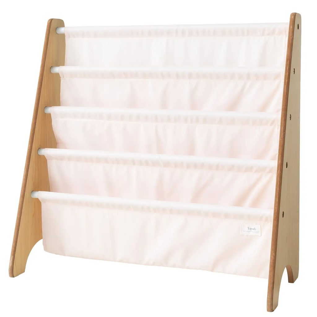 Kids Bookcase/Bookshelf with Recycled Fabric - CREAM