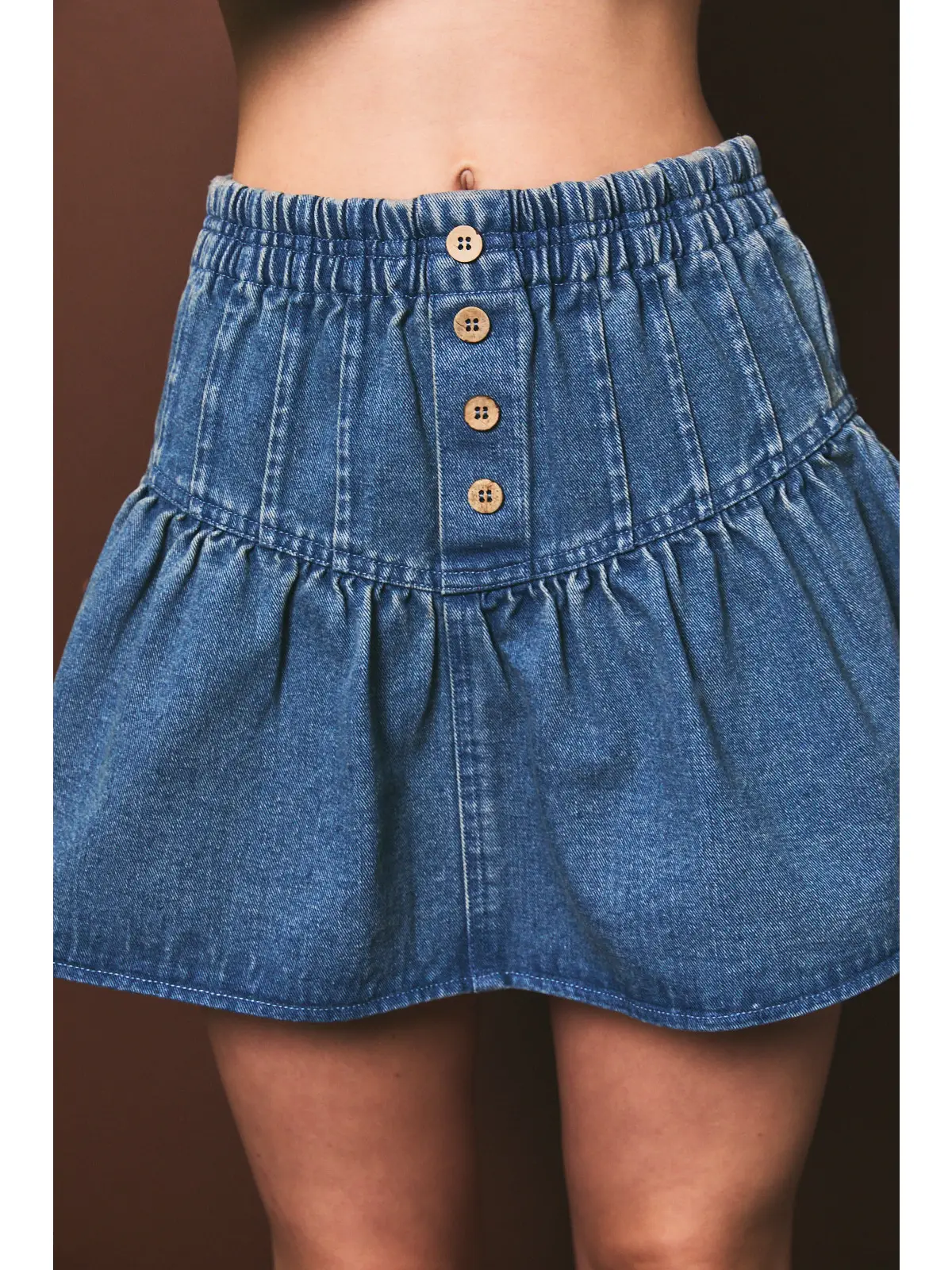 Elastic Waist Mini Skirt with Shorts Inside
