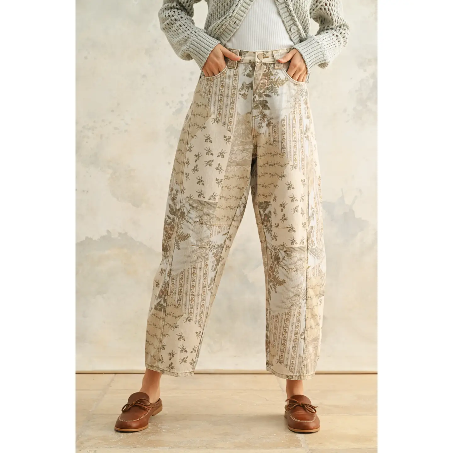 Multi Printed Barrel Pants