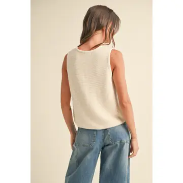 Tied Front Knitted Vest - Beige