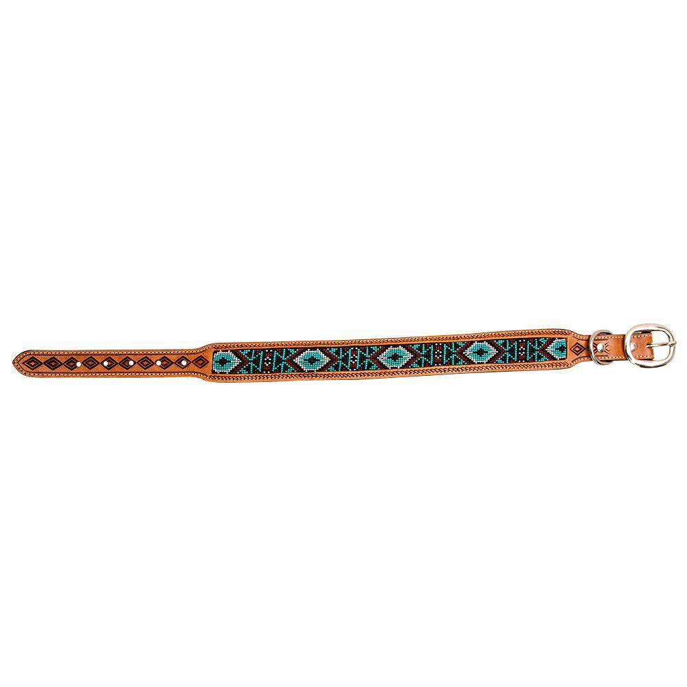 Whizter Hand-Tooled Beaded Dog Collar S-6886